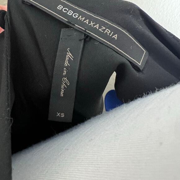 BCBGMaxAzria Chantel Dress XS Crossover Neck Cutout Flowy Mini Shift Colorblock - Picture 9 of 11